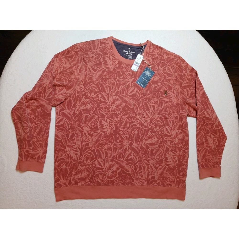NWT Tommy Bahama Sweatshirt Men 2XL XXL Ben & Terry Twilight Palms Coral $128